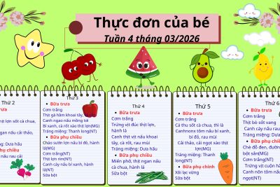 🍱 THỰC ĐƠN DINH DƯỠNG THÁNG 3 NĂM 2026 🍱   🥗 DÀNH CHO CÁC BÉ TẠI TRƯỜNG MẦM XUÂN KIÊN 🍽️